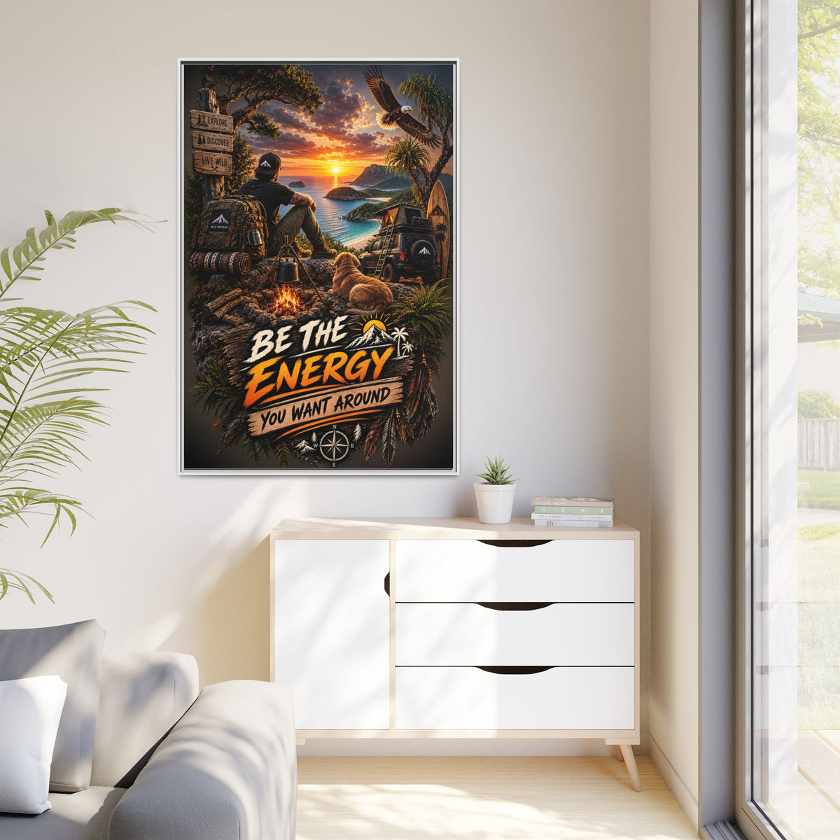 Be The Energy You Want Around - Framed Matte Canvas Wall Art