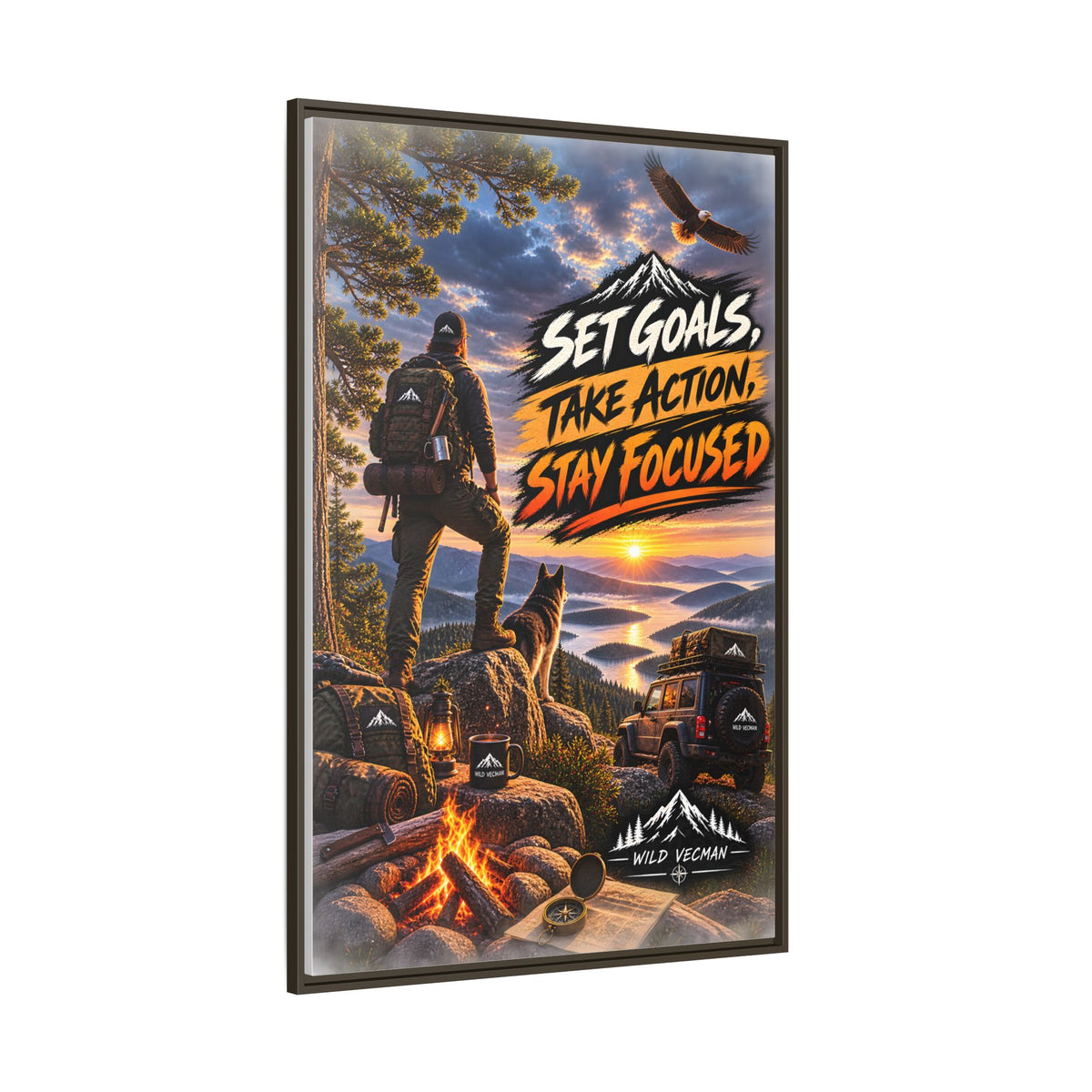 Motivational Adventure Canvas — “Set Goals, Take Action, Stay Focused”