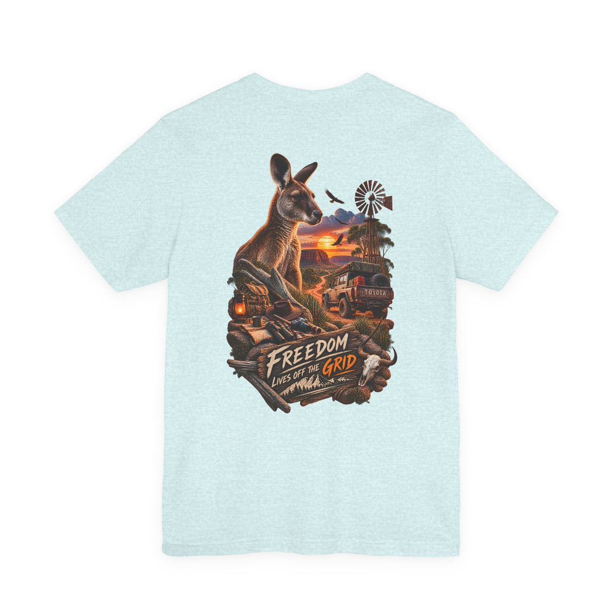 Freedom Down Under Kangaroo T-Shirt — Australia Sunset Wildlife Graphic Tee