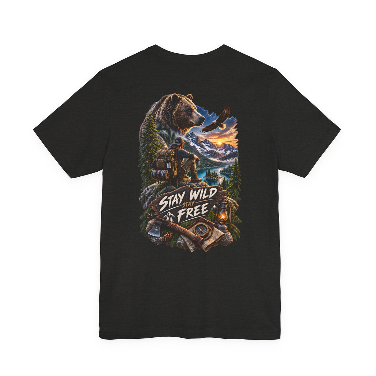 Stay Wild Free Bear T‑Shirt — Outdoor Adventure Graphic Tee