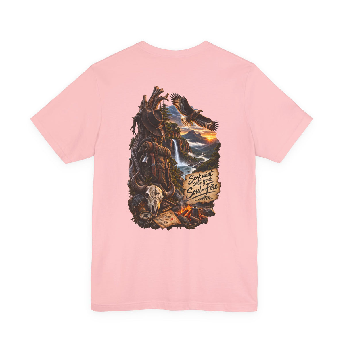 Western Wilderness T‑Shirt — “Seek the Sun, Find the Fire” Scenic Eagle & Skull Tee