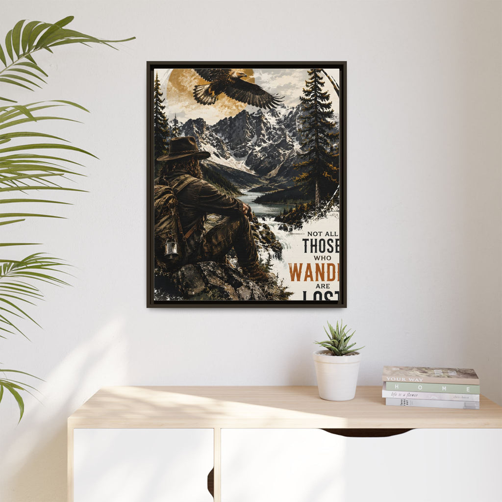 Wander Not Lost Eagle Mountain Canvas Print — Framed Matte Wall Art