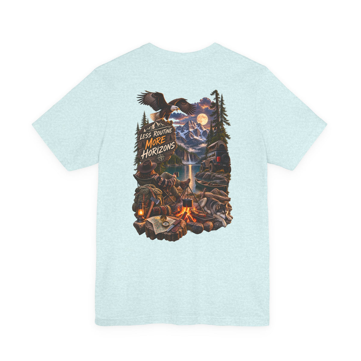 Adventure Campfire Graphic Tee — "Less Routine, More Horizons"