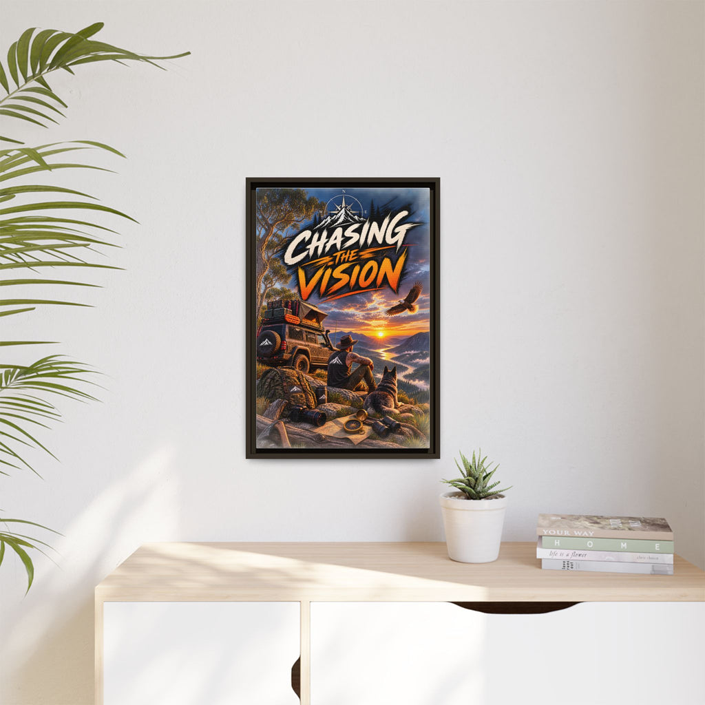 Chasing the Vision Matte Canvas Print (Framed) — Adventure Landscape Wall Art
