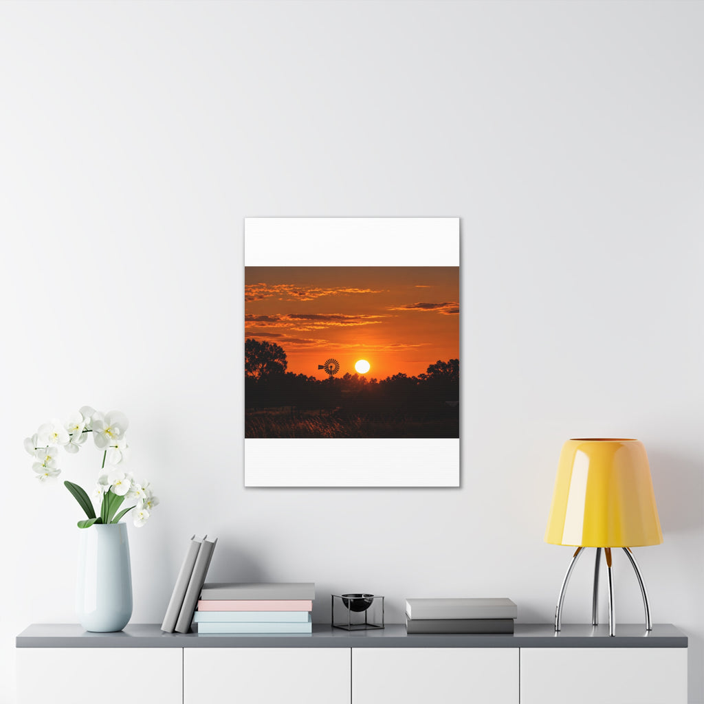 Sunset Windmill Canvas Print — Rural Farmhouse Wall Art