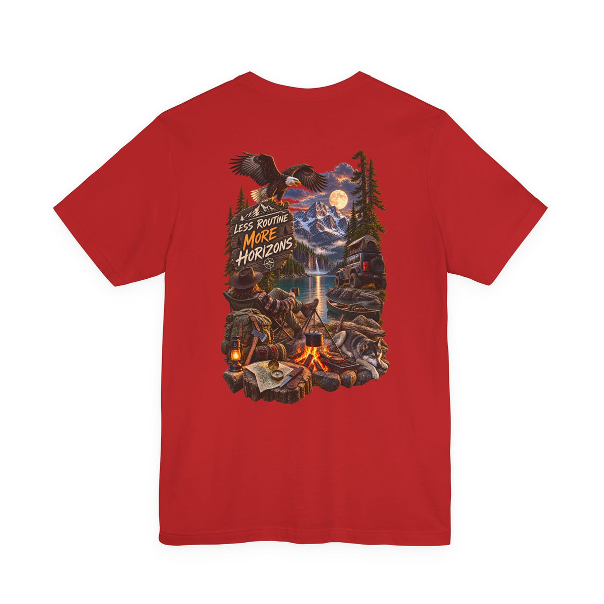 Adventure Campfire Graphic Tee — "Less Routine, More Horizons"