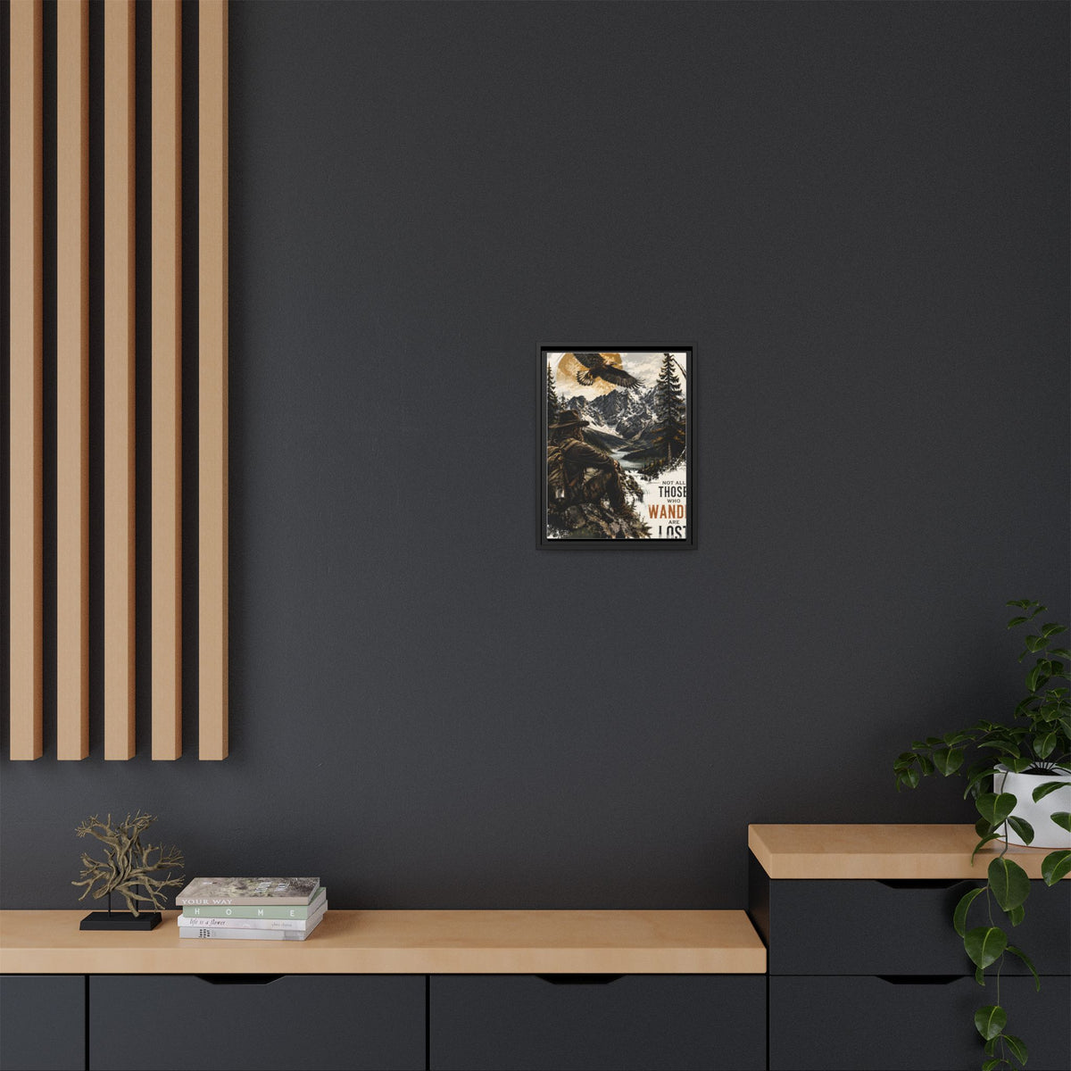 Wander Not Lost Eagle Mountain Canvas Print — Framed Matte Wall Art