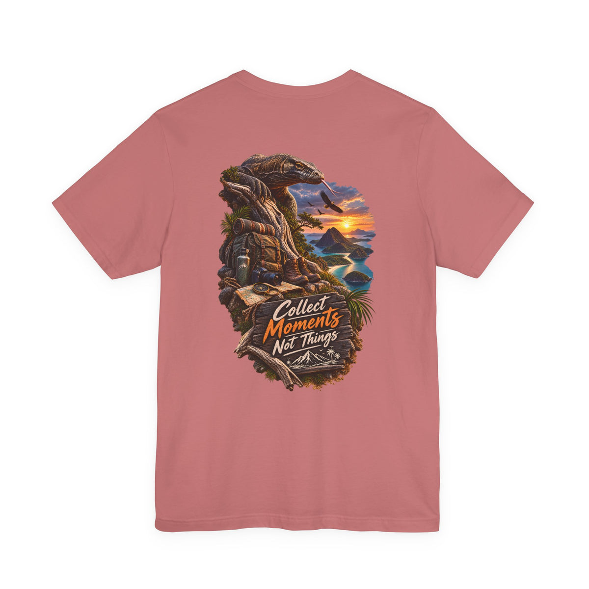 Collect Moments Not Things T‑Shirt — Adventure Sunset Landscape Tee