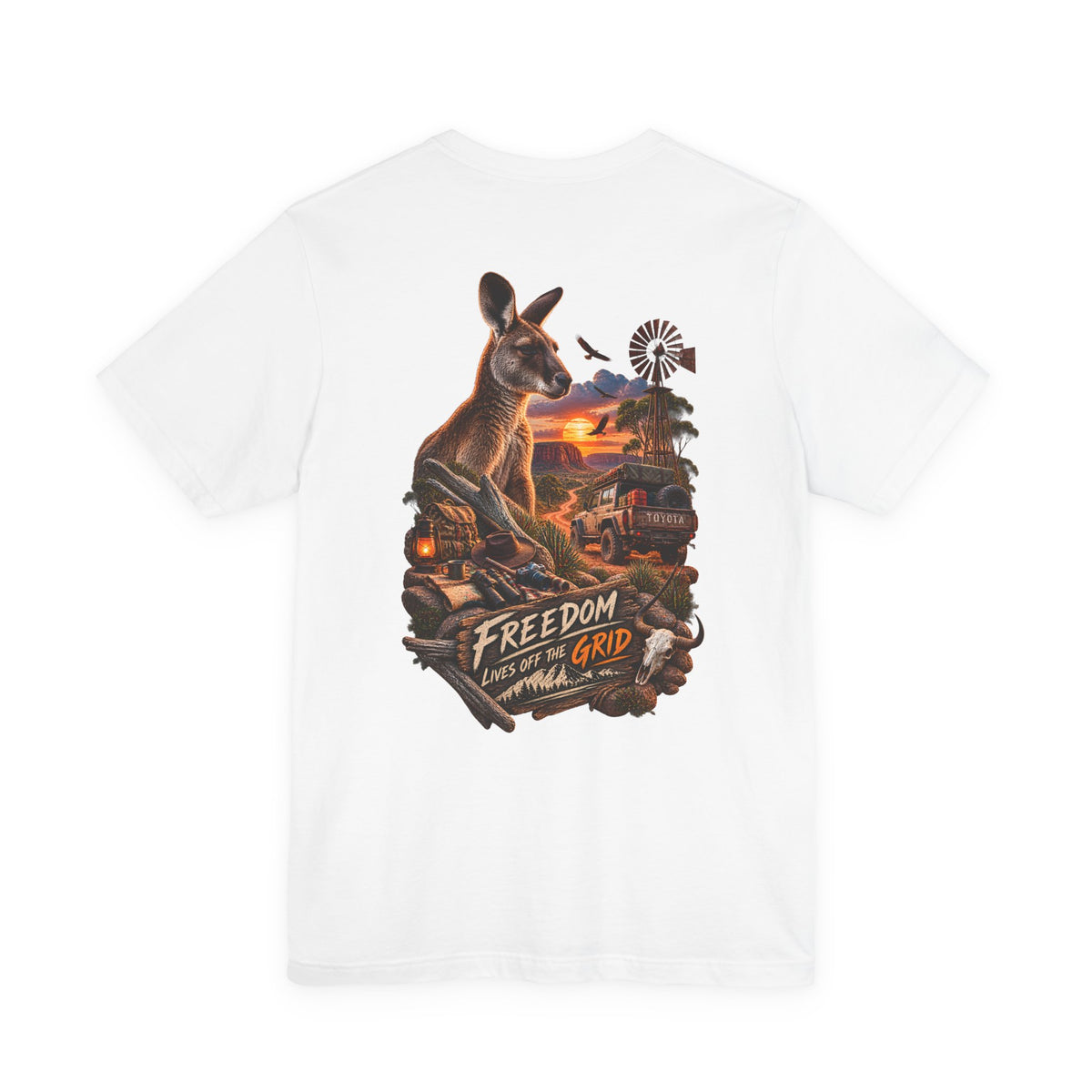 Freedom Down Under Kangaroo T-Shirt — Australia Sunset Wildlife Graphic Tee