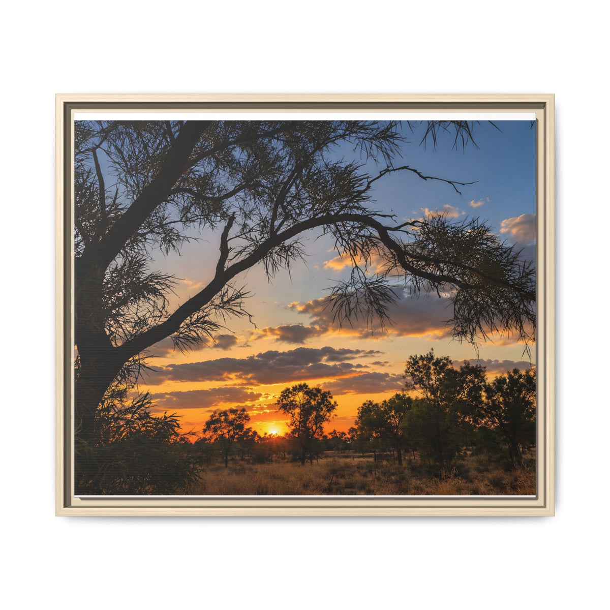 Sunset Silhouette Matte Canvas Print — Framed Landscape Wall Art
