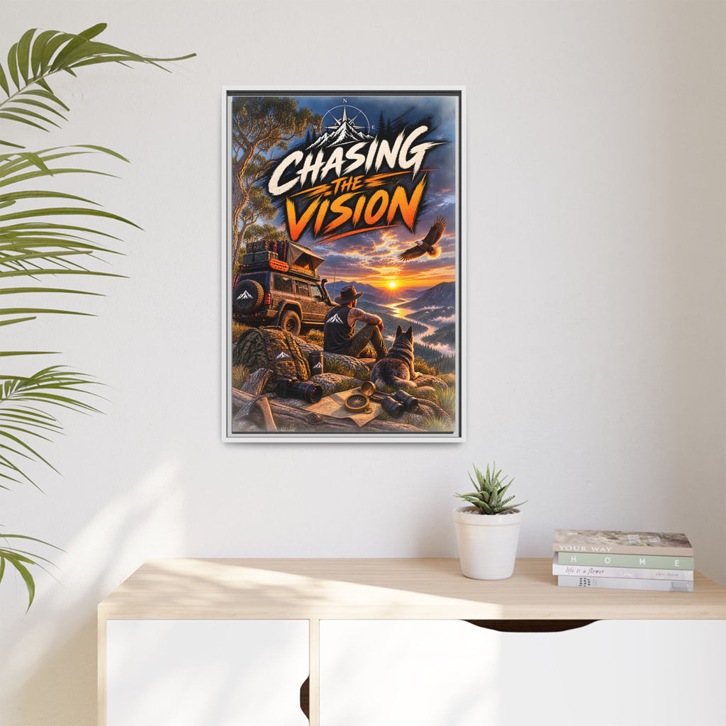 Chasing the Vision Matte Canvas Print (Framed) — Adventure Landscape Wall Art