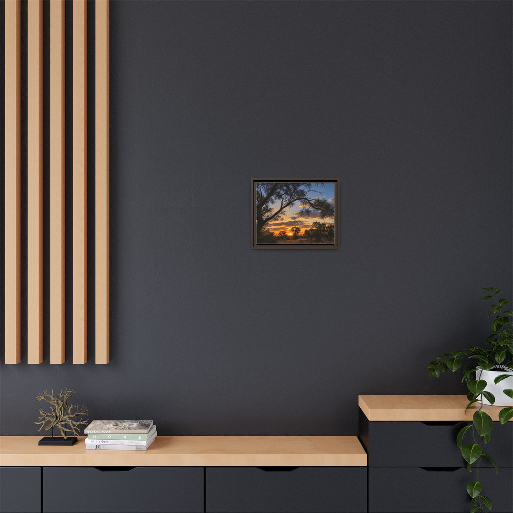 Sunset Silhouette Matte Canvas Print — Framed Landscape Wall Art