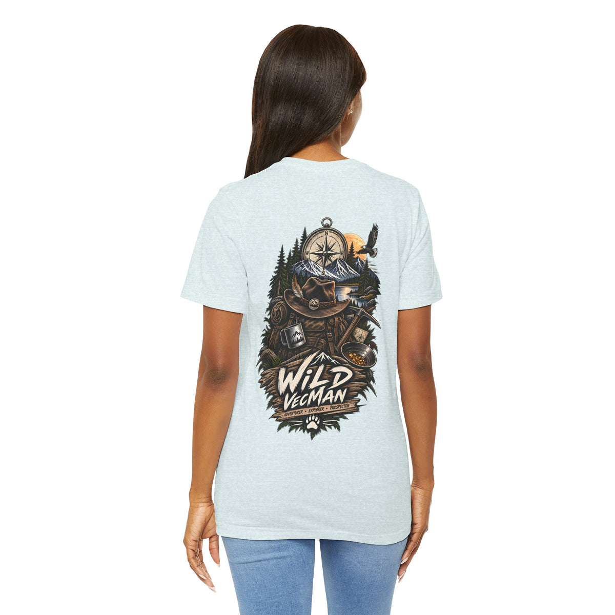 Wild Vegman Adventure T-Shirt — Outdoorsy Compass & Forest Graphic Tee