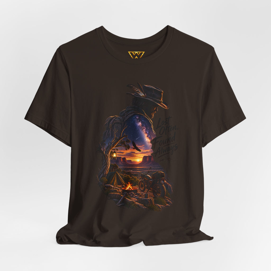 T‑Shirt — Western Sunset Cowboy 'Lost Often, Found Always' Graphic Tee
