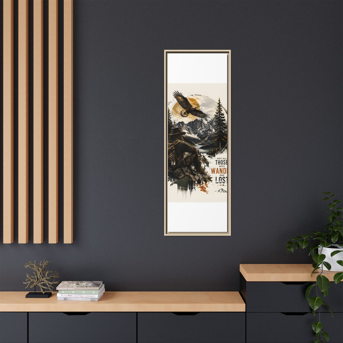 Wander Not Lost Eagle Mountain Canvas Print — Framed Matte Wall Art