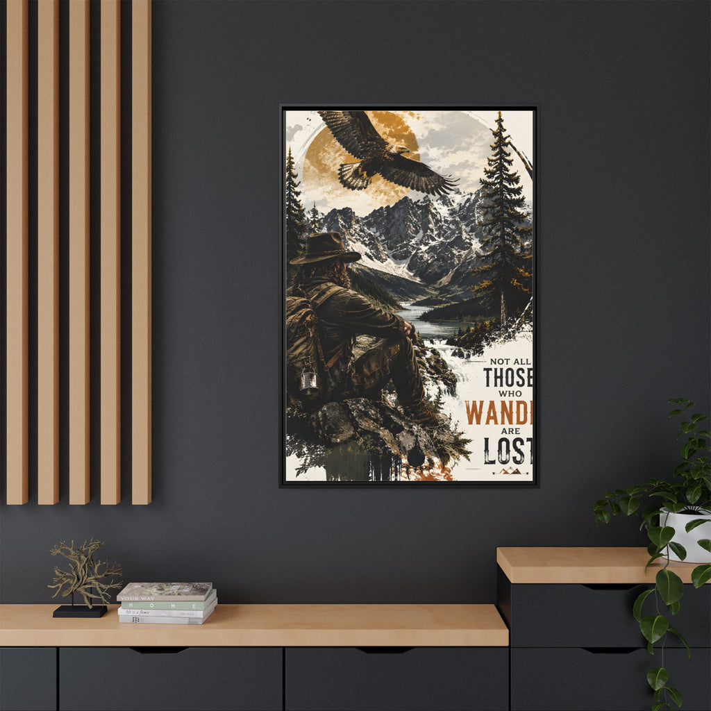 Wander Not Lost Eagle Mountain Canvas Print — Framed Matte Wall Art