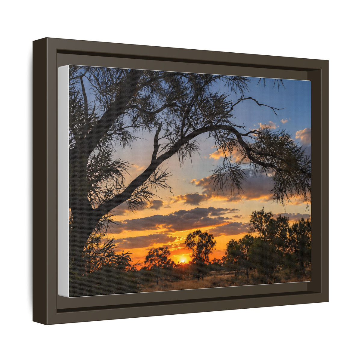 Sunset Silhouette Matte Canvas Print — Framed Landscape Wall Art