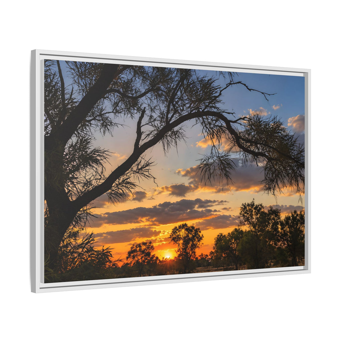 Sunset Silhouette Matte Canvas Print — Framed Landscape Wall Art