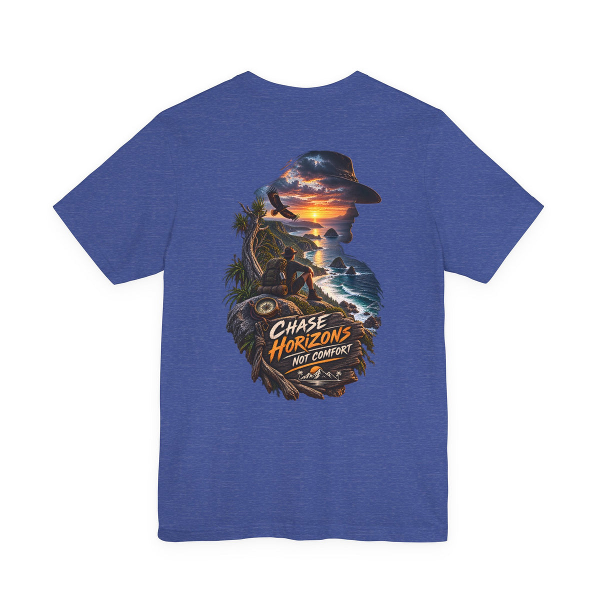 Chase Horizons Graphic Tee — 'Chase Horizons Not Comfort' Sunset Adventure T-Shirt