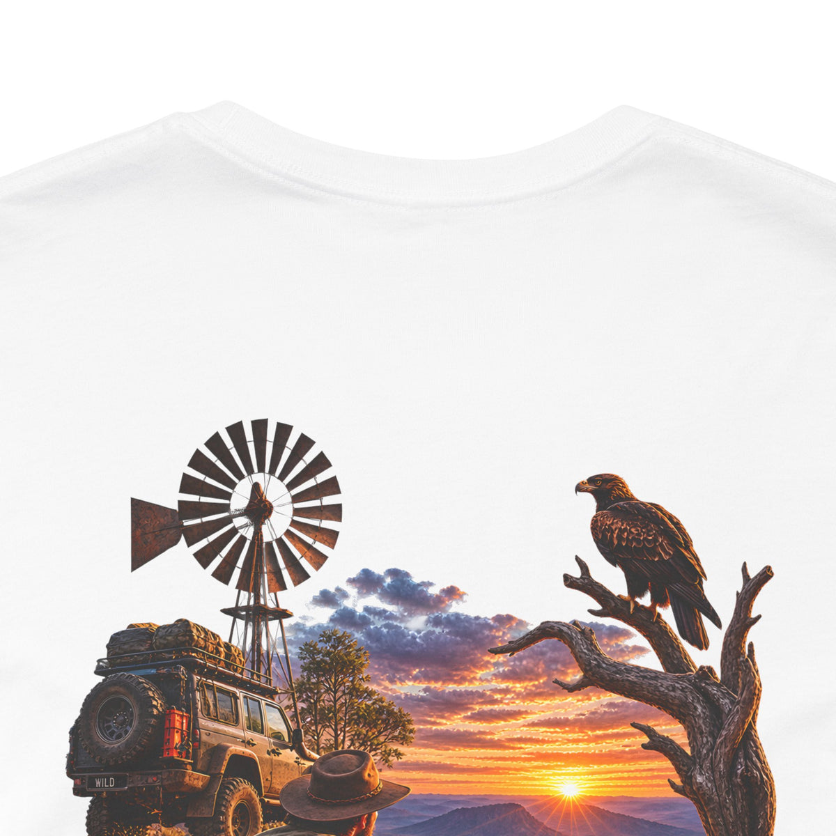 Sunset Campfire Western Tee — "Not All Who Wander Are Lost"
