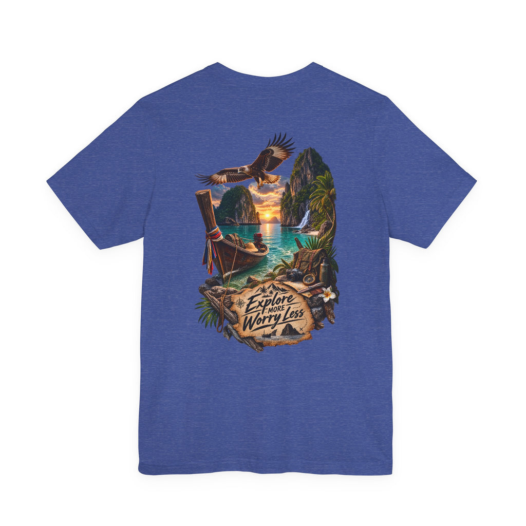 T-shirt Explore More Scenic — T-shirt à motif de voyage « Explore Worry Less »