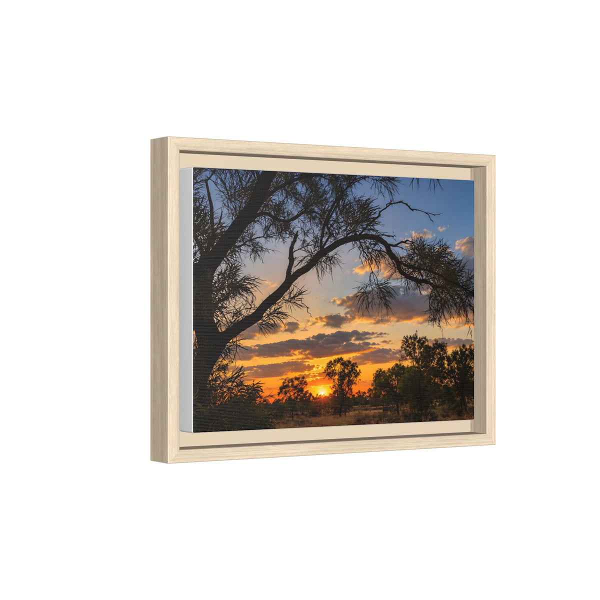 Sunset Silhouette Matte Canvas Print — Framed Landscape Wall Art