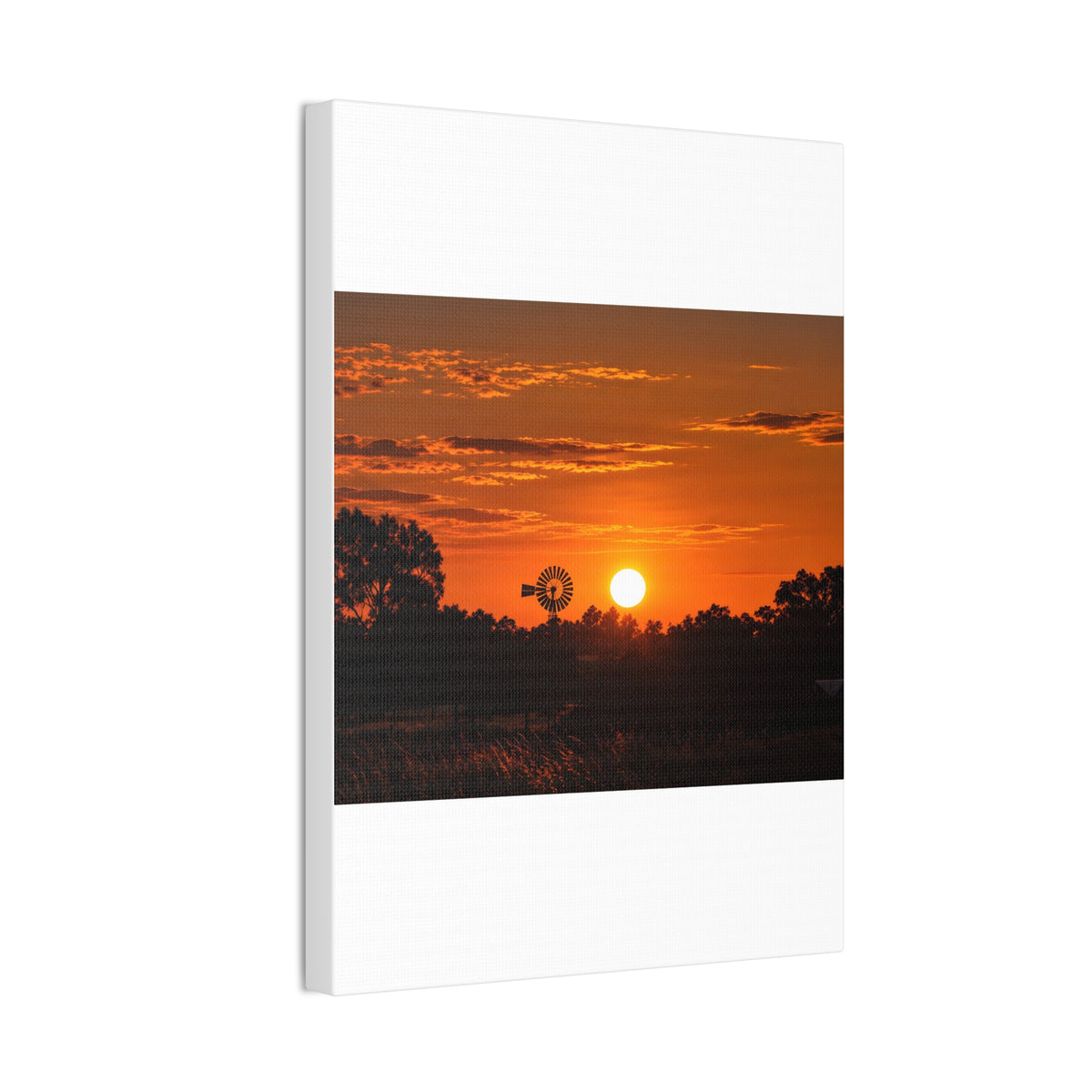 Sunset Windmill Canvas Print — Rural Farmhouse Wall Art