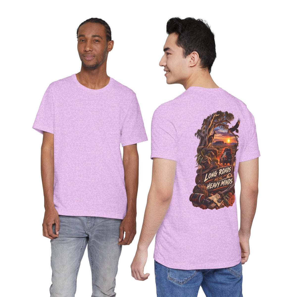 Long Roads Heal Heavy Minds T-Shirt — Scenic Sunset Travel Tee