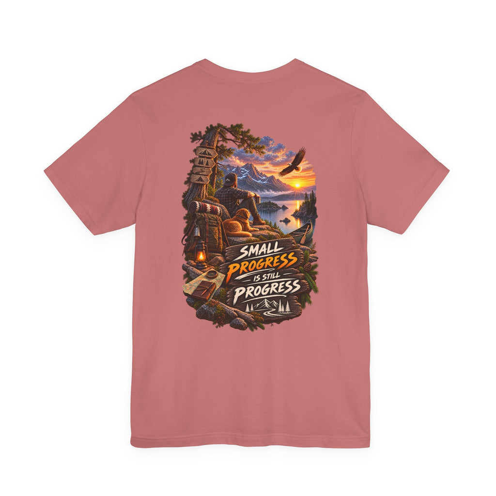 T-shirt de camping « Petit progrès reste un progrès »