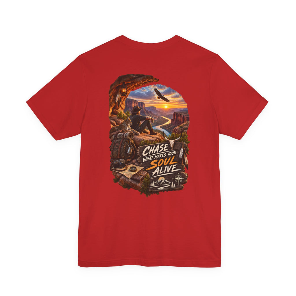 T-shirt aventure — T-shirt graphique « Poursuis ce qui rend ton âme vivante »