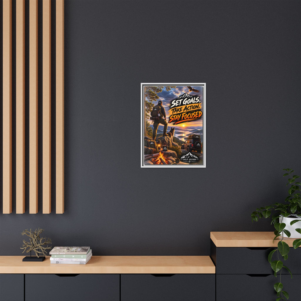 Motivational Adventure Canvas — “Set Goals, Take Action, Stay Focused”